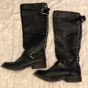 Black stud riding boots